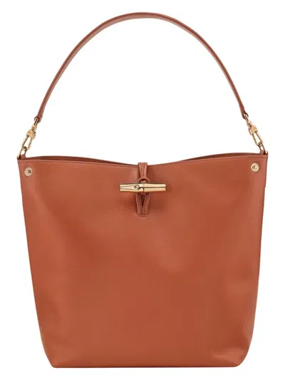 Longchamp Extra Small Le Roseau Leather Bucket Bag In Brown