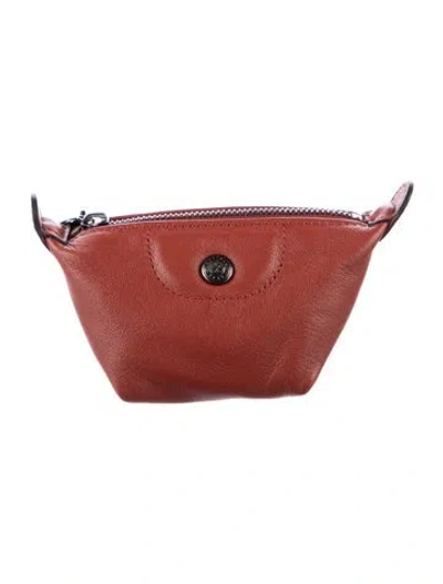 Pre-owned Longchamp Women's Leather Coin Purse In Red