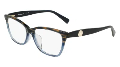 Longchamp Women's Lo2744lb 406 Textured Eyeglasses Frame In Blue In Brown