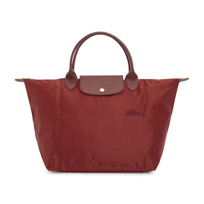 Pre-owned Longchamp Women's  Le Pliage Green M Tote Bag In Wine In Burgundy