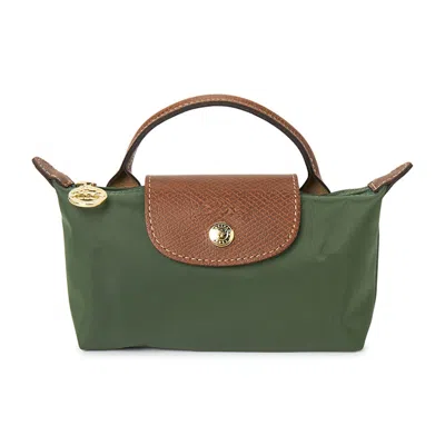 Pre-owned Longchamp Women's  Le Pliage Pouch Tote Bag In Green