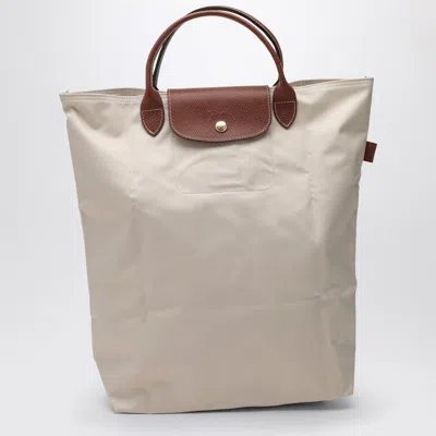 Longchamp Paper-coloured M Le Pliage Shopping Bag In White