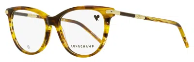 Longchamp Women's Soft Oval Eyeglasses Lo2727 238 Brown Horn 53mm In Yellow