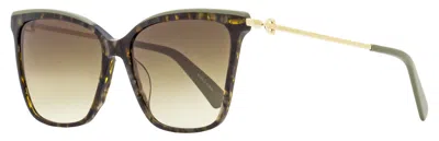 Longchamp Women's Square Sunglasses Lo683s 341 Tortoise/green/gold 56mm In Multi