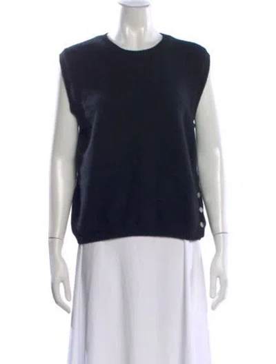 Pre-owned Longchamp Wool Crew Neck Sweater In Black
