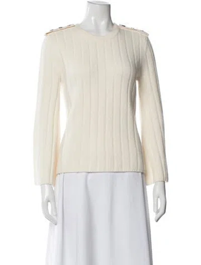 Pre-owned Longchamp Wool Crew Neck Sweater W/ Tags In Neutrals
