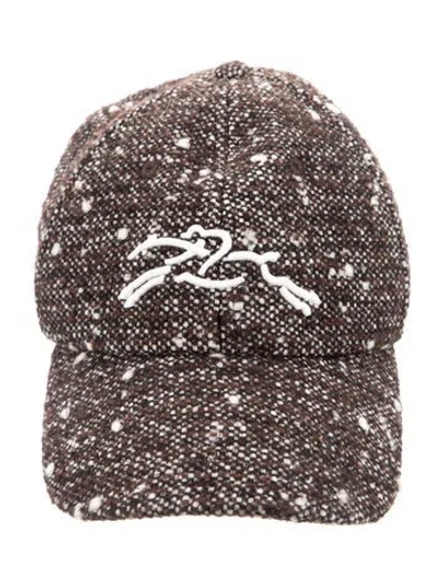 Pre-owned Longchamp Wool Embroidered Baseball Cap In Brown