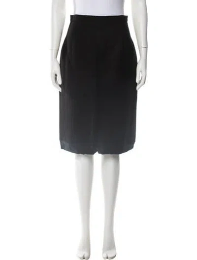 Pre-owned Longchamp Wool Midi Length Skirt In Black
