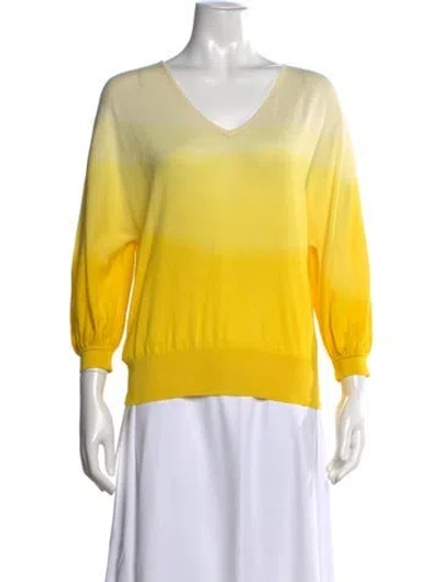 Pre-owned Longchamp Wool Tie-dye Print Sweater In Yellow