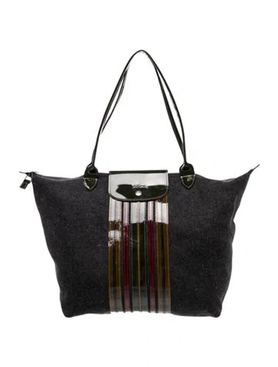 Pre-owned Longchamp Wool Tote In Black