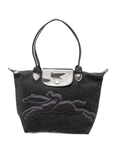 Pre-owned Longchamp Wool Tote In Black
