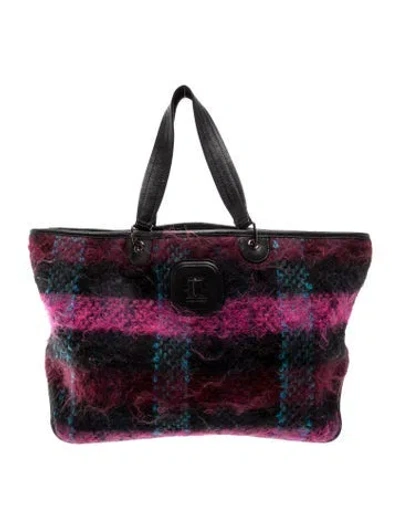 Pre-owned Longchamp Wool Tote In Purple