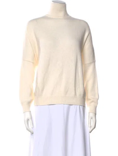 Pre-owned Longchamp Wool Turtleneck Sweater In White