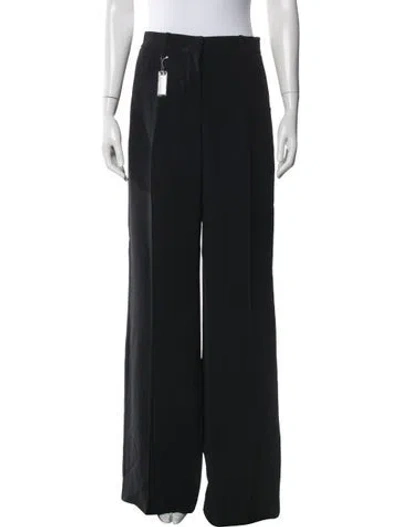 Pre-owned Longchamp Wool Wide Leg Pants In Black
