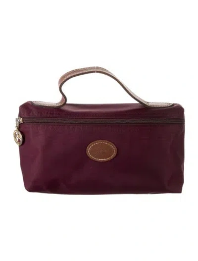 Pre-owned Longchamp Woven Cosmetic Bag In Purple