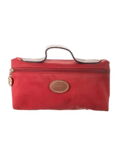 Pre-owned Longchamp Woven Cosmetic Bag In Red