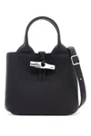 Longchamp Woven-handle Handbag In Black