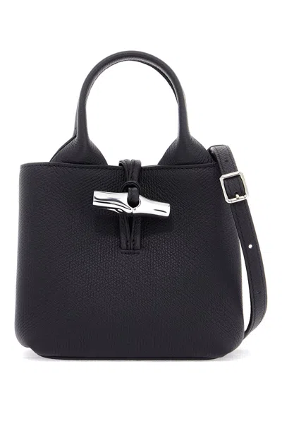 Longchamp Woven-handle Handbag In Black