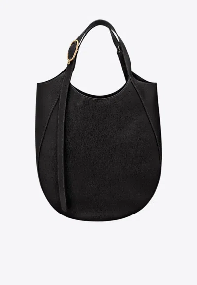 Longchamp Xl Le Foulonné Leather Hobo Bag In Black