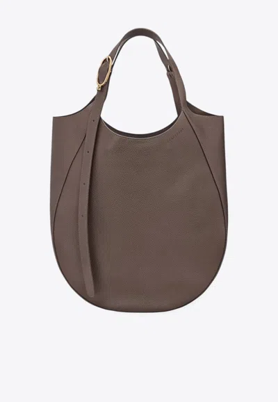 LONGCHAMP XL LE FOULONNÉ LEATHER HOBO BAG