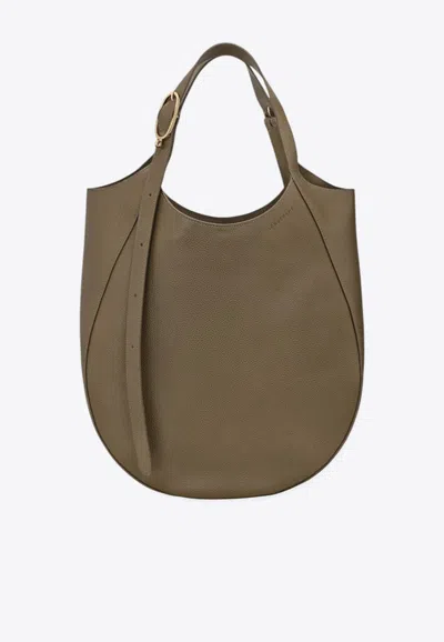Longchamp Xl Le Foulonné Leather Hobo Bag In Green