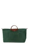 Longchamp Rectangular Duffel Bag With Calf Leather Accents In Green