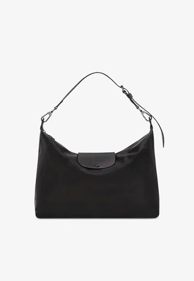 Longchamp Xl Le Pliage Xtra Leather Hobo Bag In Black