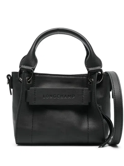Longchamp Xs 3d Leather Tote Bag In Black