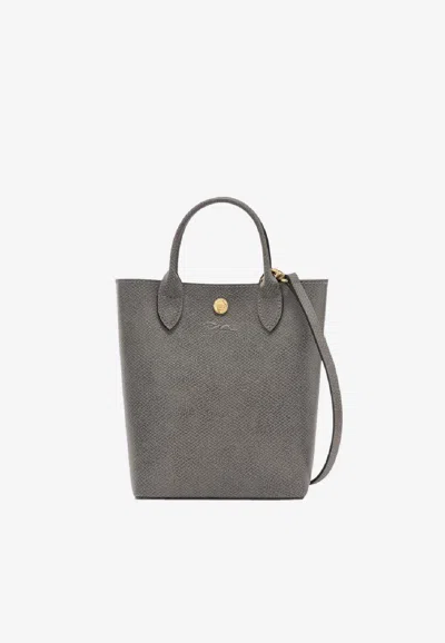 Longchamp Xs Épure Grained Leather Crossbody Bag In Gray