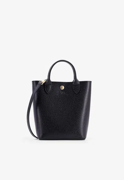 Longchamp Xs Épure Grained Leather Tote Bag In Black