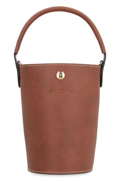 Longchamp Xs Épure Leather Bucket Bag In Brun