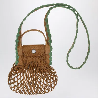 Longchamp Xs La Pliage Mesh Bag In Tobacco Colour In Blue