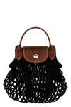 Longchamp Le Pliage Filet Mesh-knit Bag In Black
