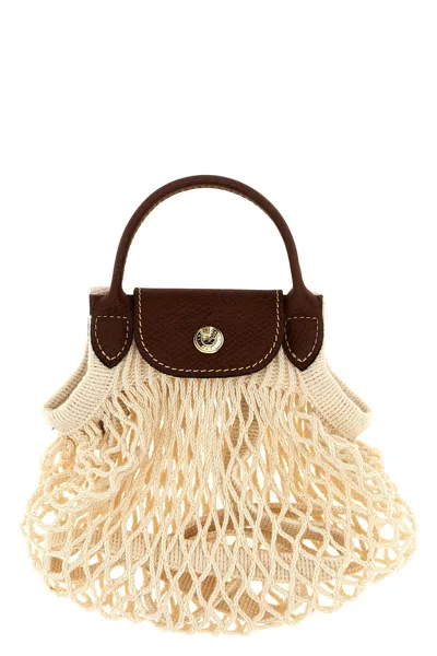 Longchamp 'xs Le Pliage Filet' Crossbody Bag In Sand