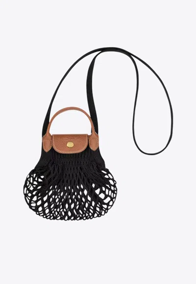 Longchamp Xs Le Pliage Filet Mesh Shoulder Bag In Black