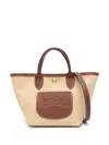 Longchamp Le Pliage Xs Brown Handbag With Logo Embossed On The Front In Fabric And Leather Blend Woman In Neutrals
