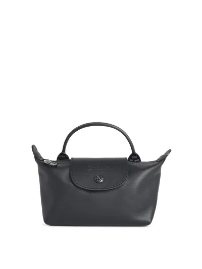Longchamp Xs Le Pliage Xtra Black Leather Clutch Bag