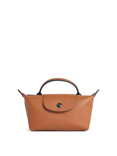 Longchamp Xs Le Pliage Xtra Cashew Leather Clutch Bag In Brown