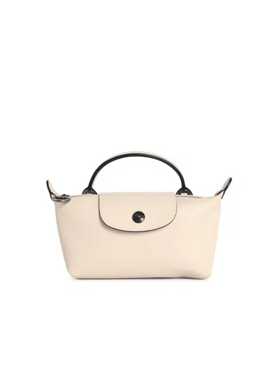 Longchamp Xs Le Pliage Xtra' Ivory Lear Clutch Bag In Neutral