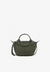 Longchamp Le Pilage Xtra Green Handbag With Adjustable And Removable Shoulder Strap And Embossed Logo On The F In Green