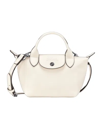 Longchamp Extra Small Le Pliage Xtra Leather Top Handle Bag In White