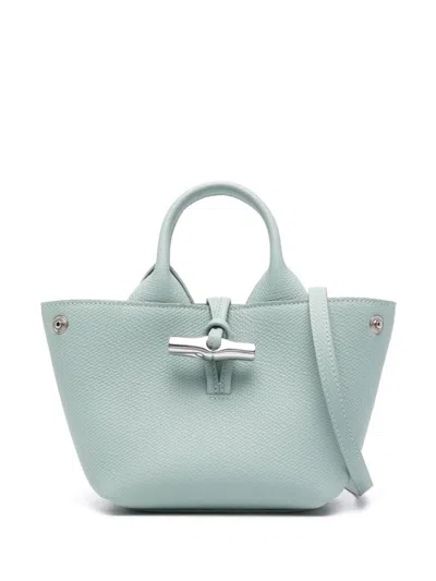 Longchamp Xs Le Roseau Essential Leather Bucket Bag In Blue