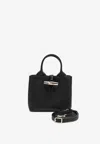 Longchamp Mini Structured Top Handle Bag With Detachable Strap In Black