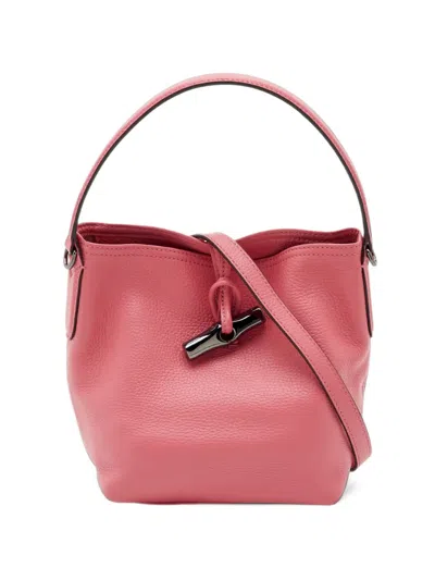 Pre-owned Longchamp Xs Le Roseau Toggle-clasp Bucket Bag In Pink