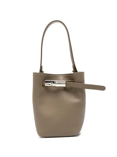 Longchamp Xs 르 스마트 레더 버킷 백 In Brown