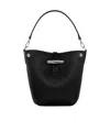 Longchamp Xs Roseau Leather Bucket Bag In Black