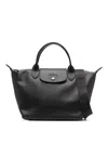 Longchamp Le Pliage Cuir Tote Bag In Black