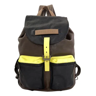 Pre-owned Longchamp Yellow Leather Backpack () In Multi