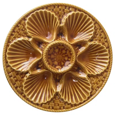 Pre-owned Longchamp Yellow Majolica Oyster Plate , Circa 1950