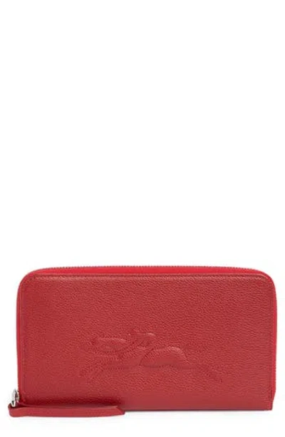 Longchamp Zip Around Leather Wallet In Red
